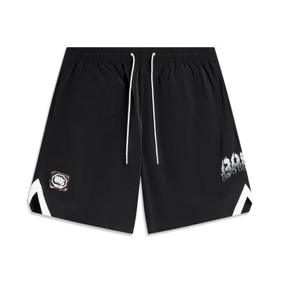 Badfive Basketball Series Letter Print Mid-Waist Drawstring Straight Casual Shorts Men Shorts Black AKSU109-1