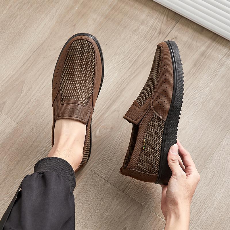 Men's Breathable Mesh Slip-On Shoes, Spring-Summer, Casual Plus Size
