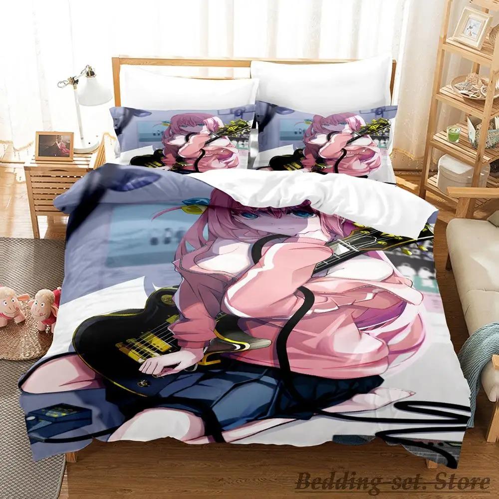 Gotou Hitori Bedding Set Single Twin Full Queen King Size Bed Set Adult Kid Bedroom Duvetcover Sets Anime parure de lit Bed