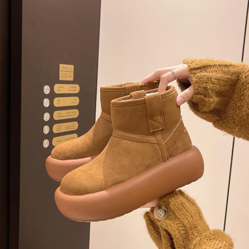 Winter platform snow boots women's new fashion warm low tube large cotton shoes velvet short boots bread shoes