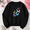 Kids Crewneck Long Sleeve Sweatshirt,Colorful Butterfly Floral Heart Spring Print