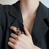 Imitation Opening Rings Chocolate Color Exaggerated Ring Elegant Pearl Rings  Women