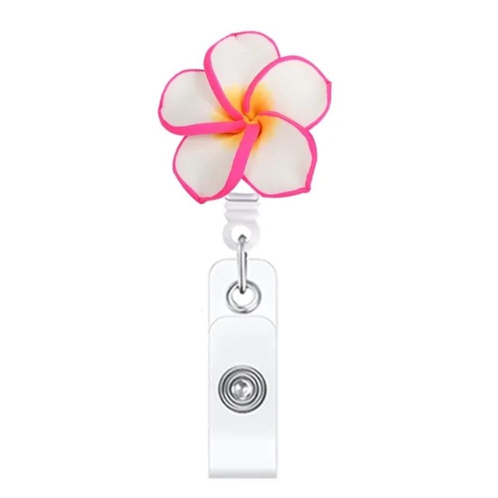 

Polymer Clay Badge Reel Card Holder Flower Shape Name Tag Badge Reels Nurse Supplies білий/рожевий