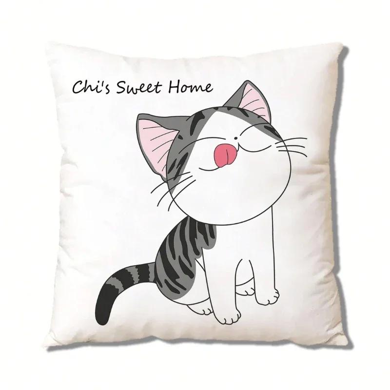 Tecknad Kattmönster Kuddfodral Vardagsrum Soffa Dekor Hem Stol Bil Sovrum Dekorativt Kuddfodral Mjukt Prydnadskuddfodral