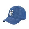 NY Heart Soft Top Denim Baseball Cap with Embroidered Lettering and Large Brim