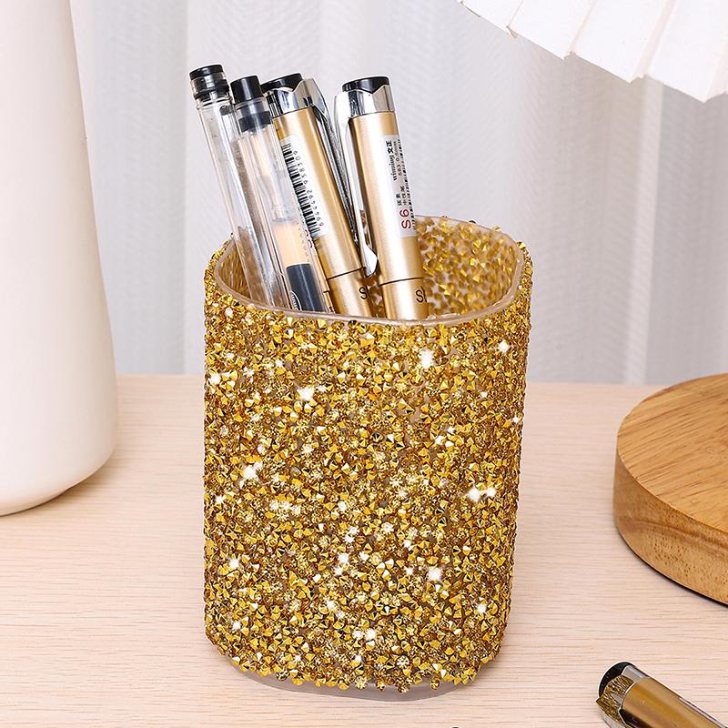 Fashion Women Sparkling Makeup Brush Bucket Cosmetic Storage Pen Box Makeup Brush Container Home Storage Box