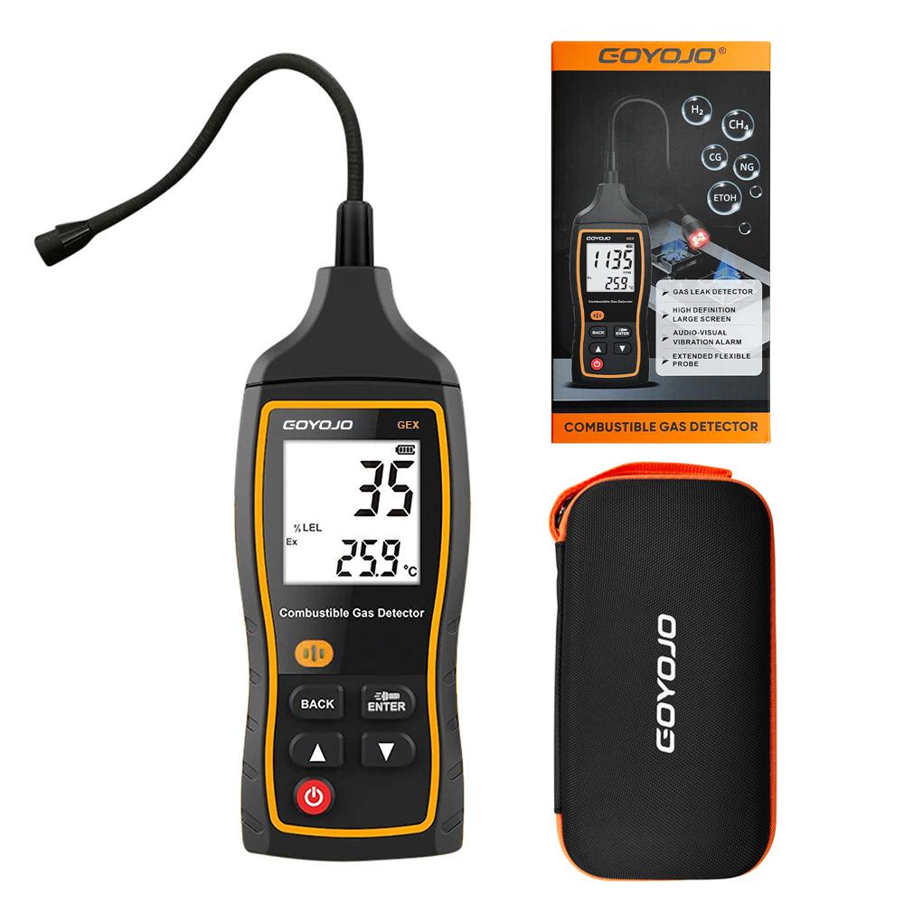 

Детектор утечки горючего газа Анализатор метана горючего 9999PPM 100% LEL горючего природного тестер ЖК-дисплей звуковая и световая сигнализация