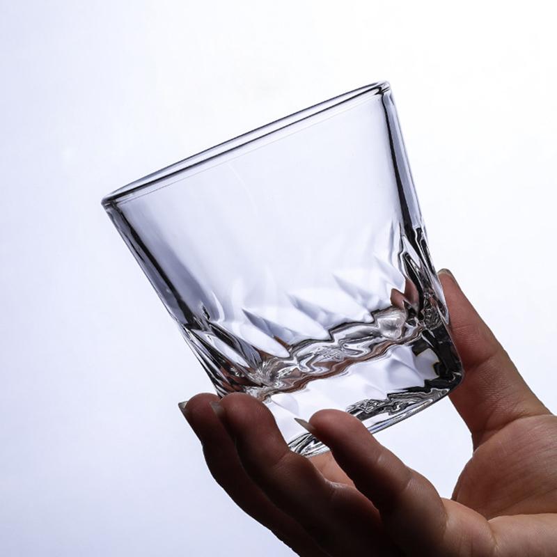 

230ml Glass Coffee Cups Household Drinkware Feather Shape Carvings Cup Thick Bottom Transparent Mug Water Dispenser Wine Glasses foam box pack