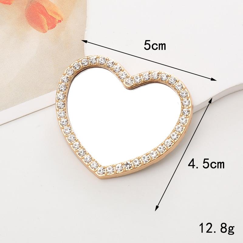 Sense of Advanced Butterfly Heart Shaped Girls Gem Make Up Mirror Liquid Metal Style Women Mini Portable Handheld Mirror