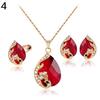 Women's Rhinestone Pendant Necklace Earrings Ring Party Wedding Jewelry Set