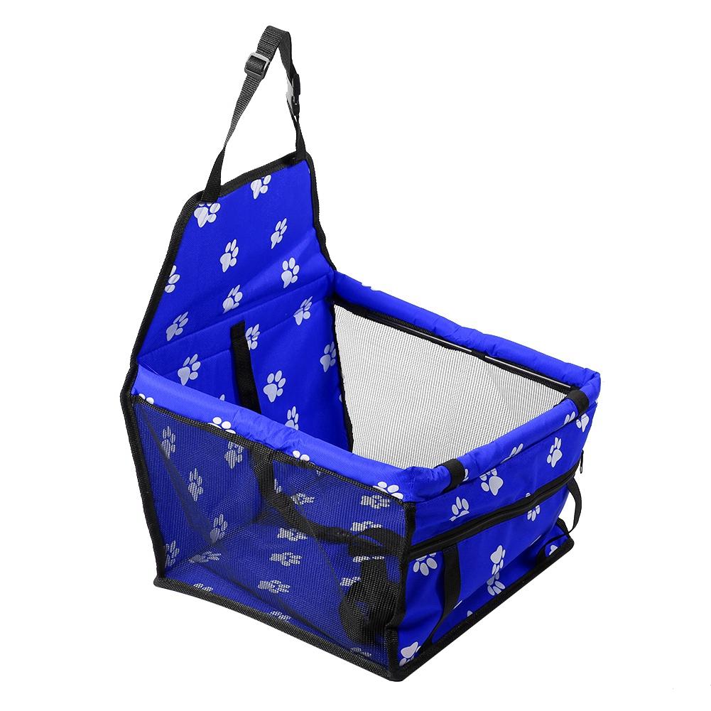 Foldable Car Pet Dog Seat Cover Oxford Fabric Pet Carrier Mesh Basket Blue