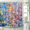 1pc Floral Shower Curtain Medieval Style Bathroom Decor Polyester Fabric with 12 Hooks
