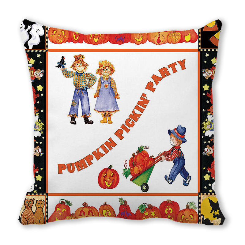 Halloween Horror Pumpkin Print Pattern Cushion Cover for Home Living Room Sofa Decoration Square Polyester Pillowcase