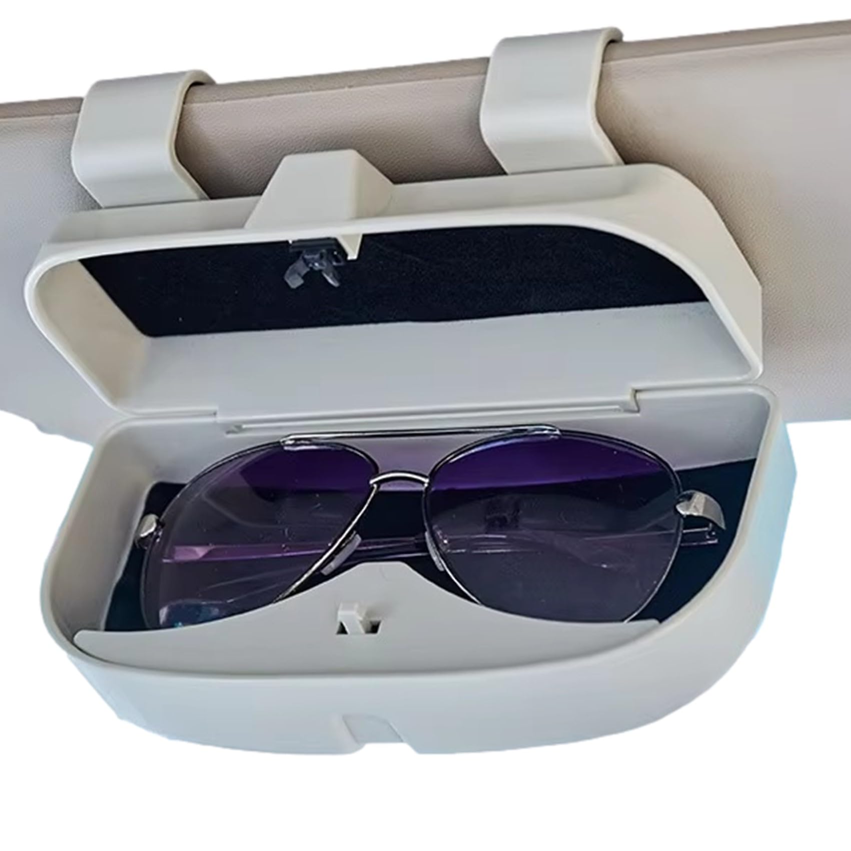 

Футляр для солнцезащитных очков NOELAMOUR Держатель для солнцезащитных очков Держатель для очков Автомобильный козырек от солнца Чехол-коробка для хранения очков (бежевый) W17 x D8.2 x H5.7cm бежевый