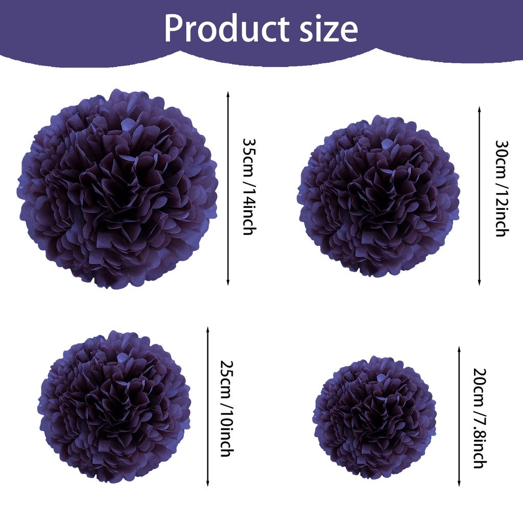 7.8inch Purple Pom Pom Paper For Birthday Party Flower Balls Paper Hanging