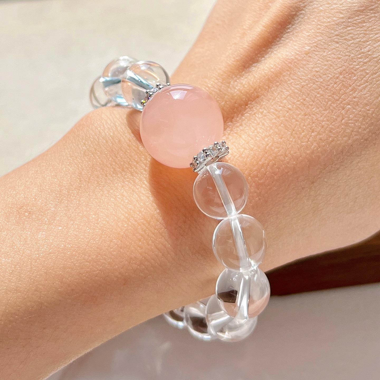 

High Quality 10Mm Vitreous White Crystal 16Mm Madagascar Powder Crystal Bracelet Bracelet