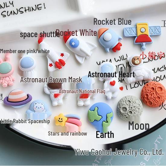 Space Astronaut DIY Resin Ornament: Rocket, Earth, Satellite, Water Cup, Cartoon Sticker Set