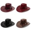 Retro Cowboyhut für Männer Frauen PU-Leder Sonnenschutz für Outdoor-Camping-Aktivitäten