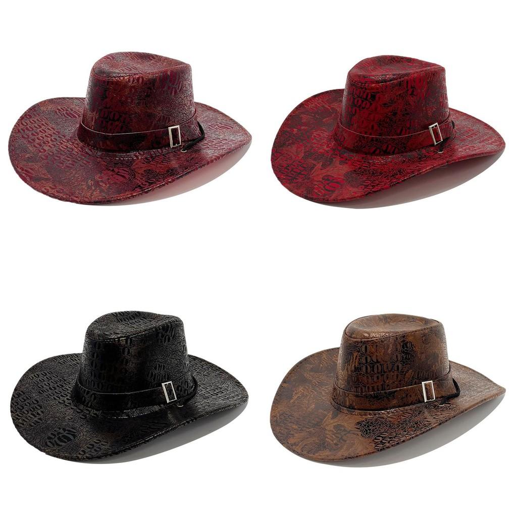 Retro Cowboyhut für Männer Frauen PU-Leder Sonnenschutz für Outdoor-Camping-Aktivitäten