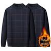 Warmer Herren-Pullover mit Karomuster und Plus-Samt für mittleres und älteres Alter (50er-60er Jahre) - Herbst/Winter Rundhals Basisschicht