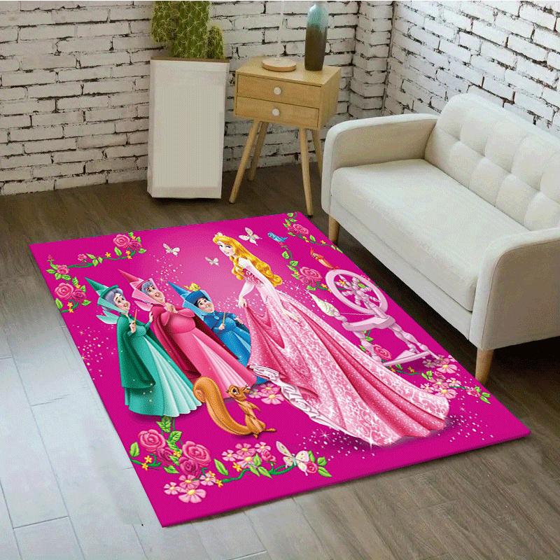 1pc Princess Pattern Area Rug Soft Flannel Floor Mat for Living Room,Office,Bedroom and Carpet,Sofa Coffee Table Floor Mat