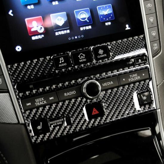 Carbon Fiber Interior CD Panel Frame Trim Cover Fits Infiniti Q50 Q60 2014-