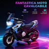 Moto Elettrica per Bambini con Rotelle, Specchietti e Poggiapiedi, in PP e Metallo, 85,5x44,5x56 cm, Blu