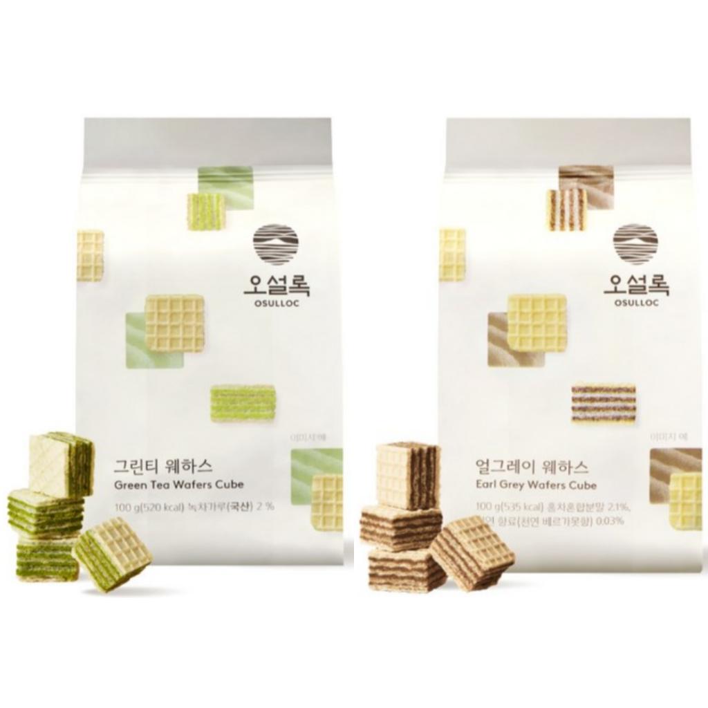 

[OSULLOC] Wafers Cube 100g 2Typs(Green Tea, Earl Grey) Set