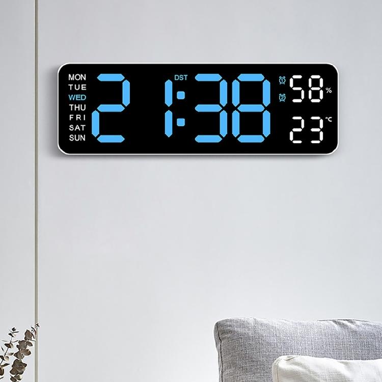 Large Digital LED Wall Clock with Temperature Week Date Display and 2 Alarm Memory Function 3 Brightness for Home Office