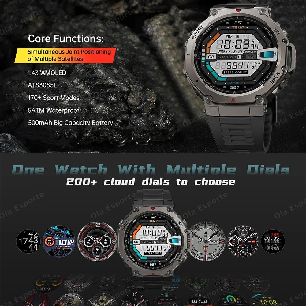 For HUIAWE GPS Smart Watch Men 2025 NEW, 5ATM IP68 Waterproof Smart Watches Compass Altimeter Barometric 1.43'' AMOLED Bracelet