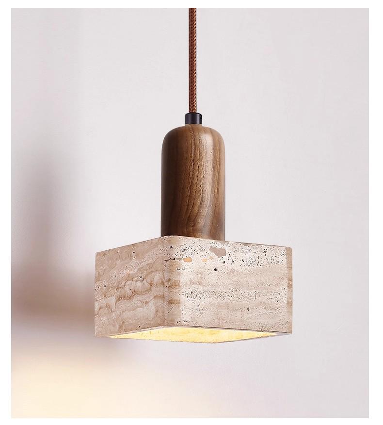 Yellow Travertine Wabi-Sabi Ceiling Light for Entryway or Balcony