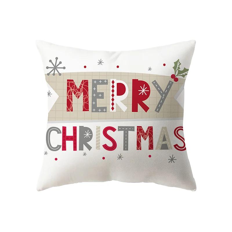 Merry Christmas Cute Santa Claus Snowman Print Pattern Cushion Cover Home Living Room Sofa Decoration Pillow