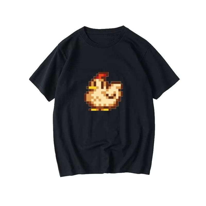 

Pixel-style Stardew Valley Game Merchandise Fashion Summer T-shirt Short Sleeve Trendy Clothing for Men and Women Crew Neck S разноцветный