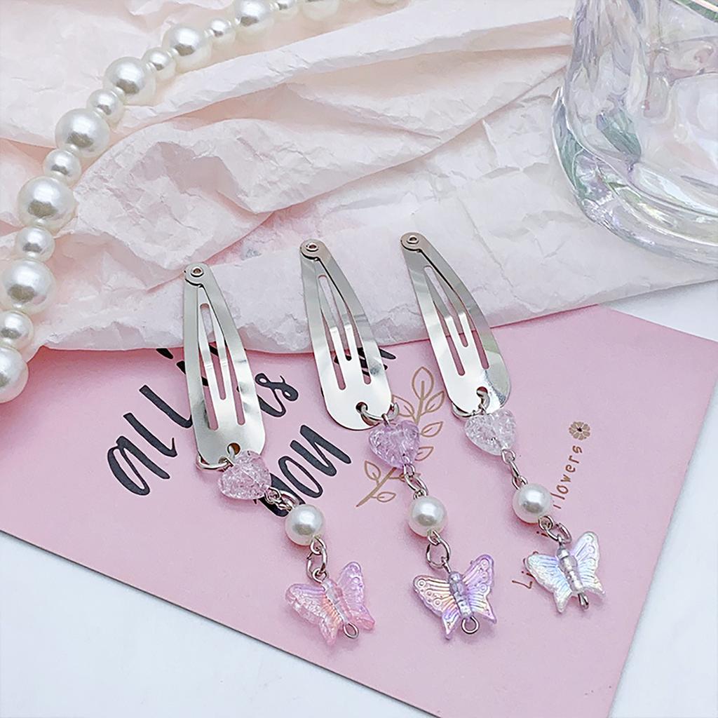 Metallic Style Hairpin for Sweet Girls Cute Butterfly Pendant Charm Hair Barrettes Aesthetics Bangs Hair Accessories