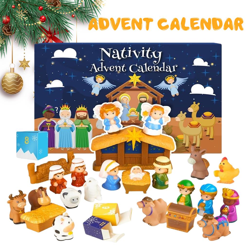 Nativity Advent Calendar 2025 Building Blocks 24-Days Christmas Countdown Calendar Gifts for Kids Teen Adults Christian Advent