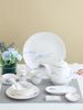 Hotel & Restaurant Gold Rim Ceramic Dinnerware Set - Plates, Bowls, Chopsticks, Spoon (4-Piece)