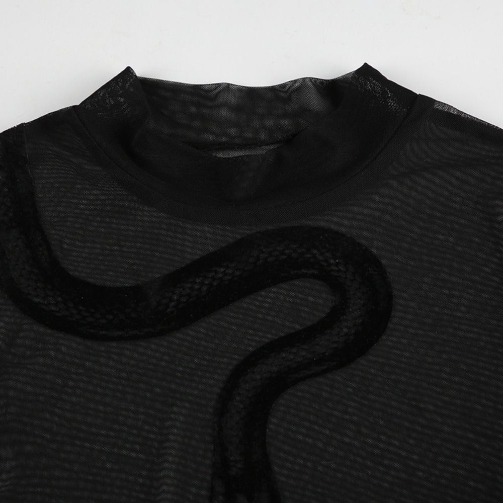 Snake Long Sleeve Lace Jumpsuit Seamless Underwear for Women Patchwork Mesh Thin Shapewear  Gifts