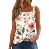Women's Fashion Pleated Printed Square Neck Vest Top
