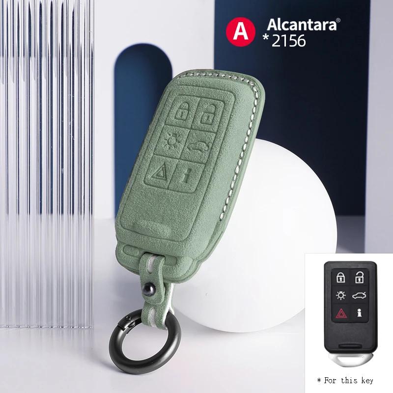 Alcantara For Volvo S90 S60 XC60 XC40 XC90 V60 V90 Car Key Case Holder Cover Shell Suede Keychain Protector Accessories