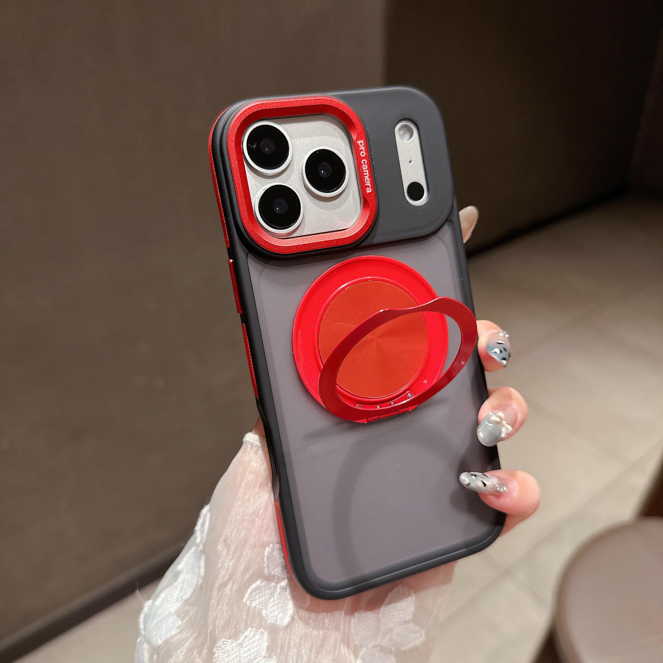 

For iPhone 17 Pro Case Compatible with MagSafe Rotating Kickstand Skin Touch PC TPU Phone Cover