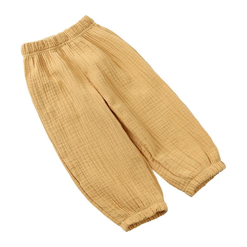 Pantalons légers double épaisseur en gaze de coton anti-moustiques pour enfants, coupe ample lanterne, longs, pour garçons et filles, Collection Printemps Été