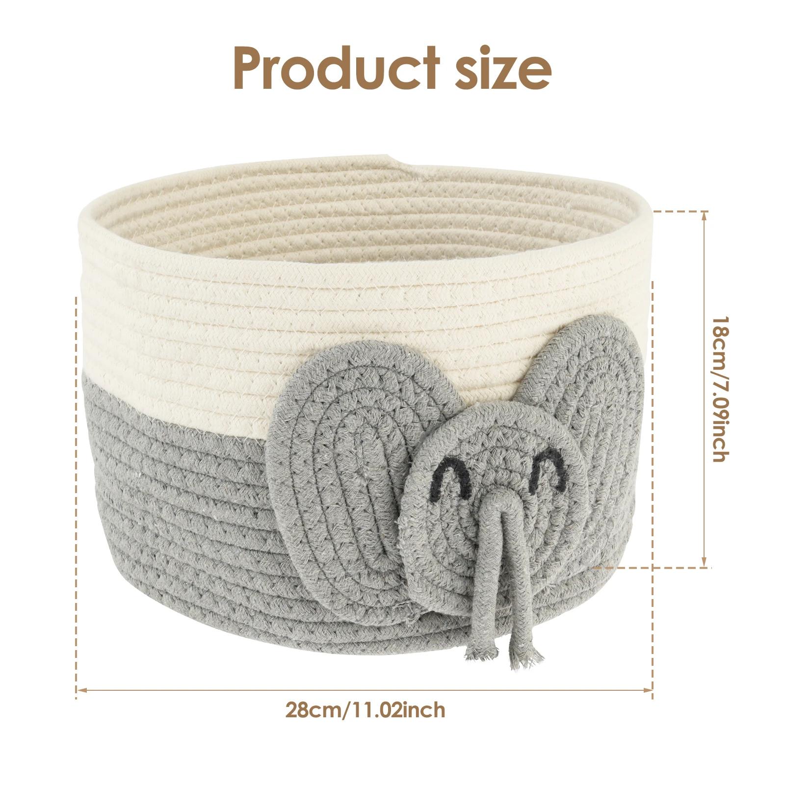 

Elephants Cotton Rope Basket Woven Basket Organizer Decorative Toy Cute Basket Soft Toy Storage Woven Basket Sundries Organizer
