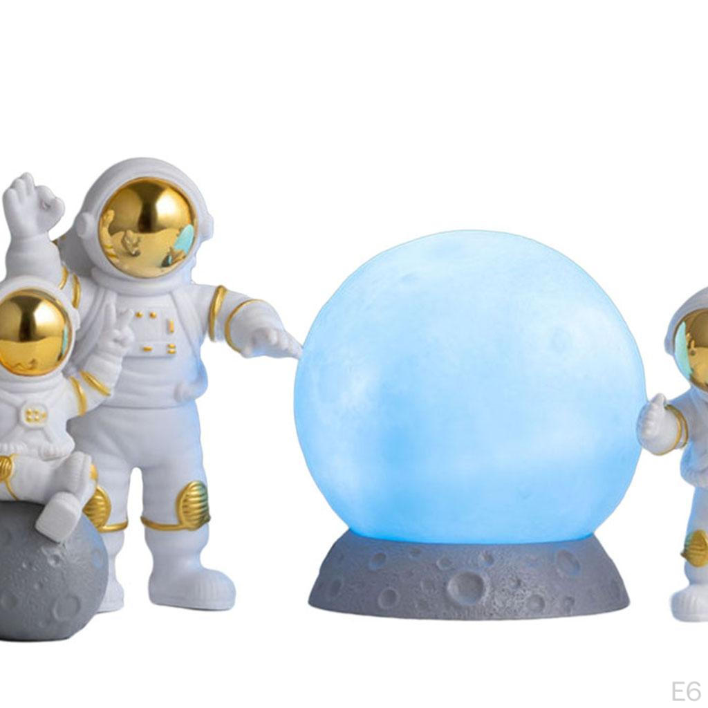 4 Pcs Cute Astronaut Statue PVC Ornament Fireplace Figurine Decoration Sculpture Home