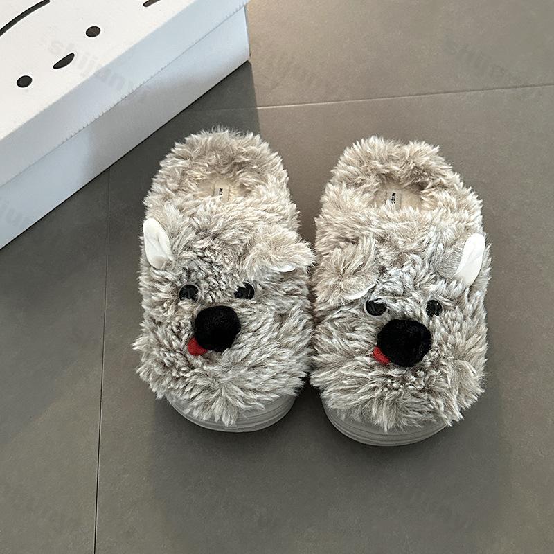 Cute Plush Shoes Women Autumn Winter Cartoon Warm Platform Slippers Height Increase Non Slip Thicken Comfortable Cotton Slippers