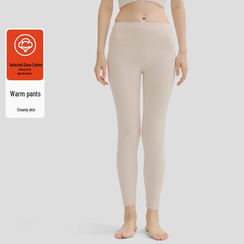 Women's High-Waist Pure Cotton Warm Autumn Trousers - Inner Lined, Large Size, Thin Wool Base.