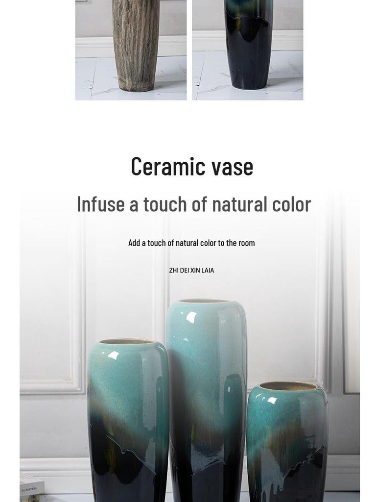 Ceramic Floor Vase for Living Room Dried Flower Arrangement - New Chinese Style Home Decor