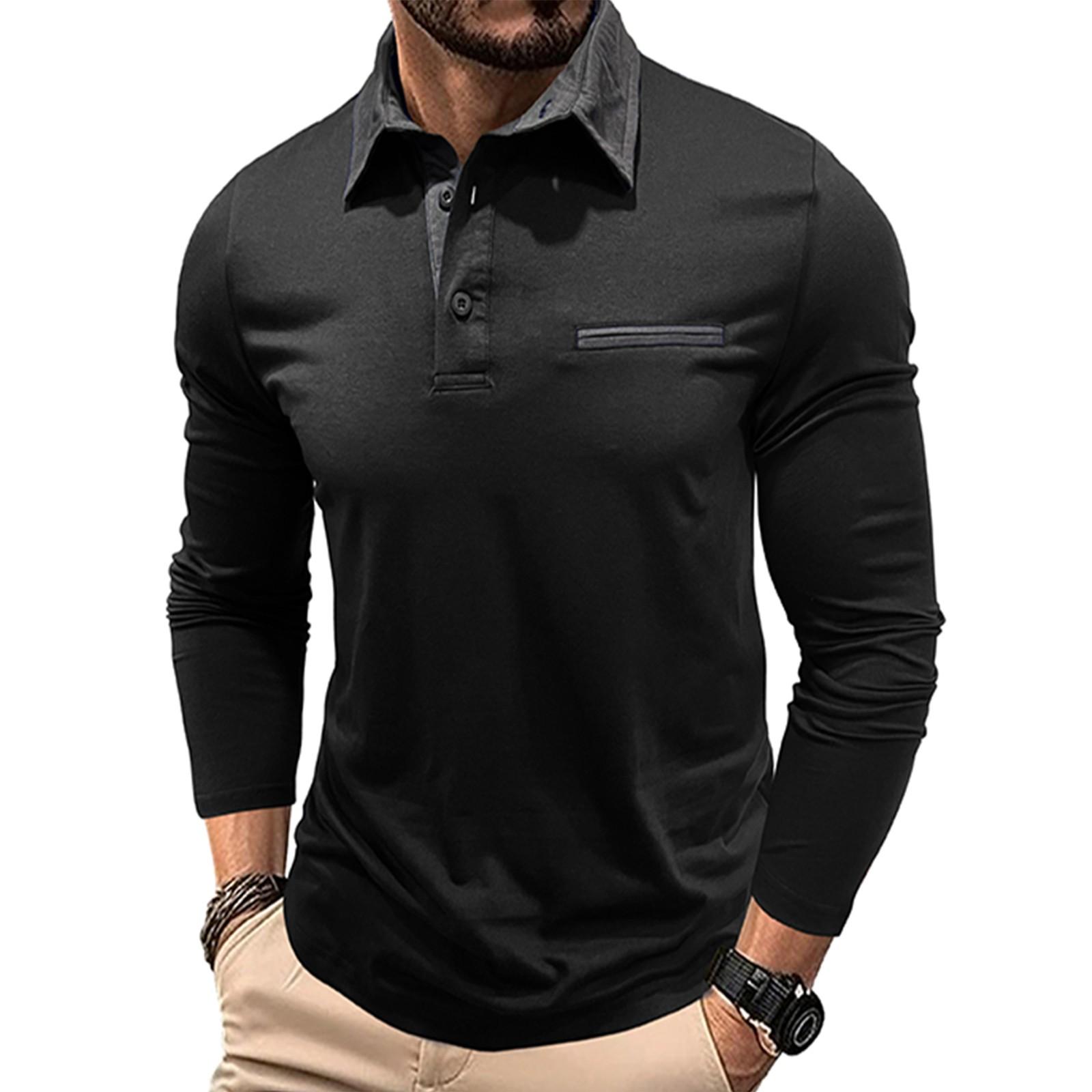 

Мужская футболка с короткими рукавами и воротником-лацканами, повседневный топ с круглым вырезом L