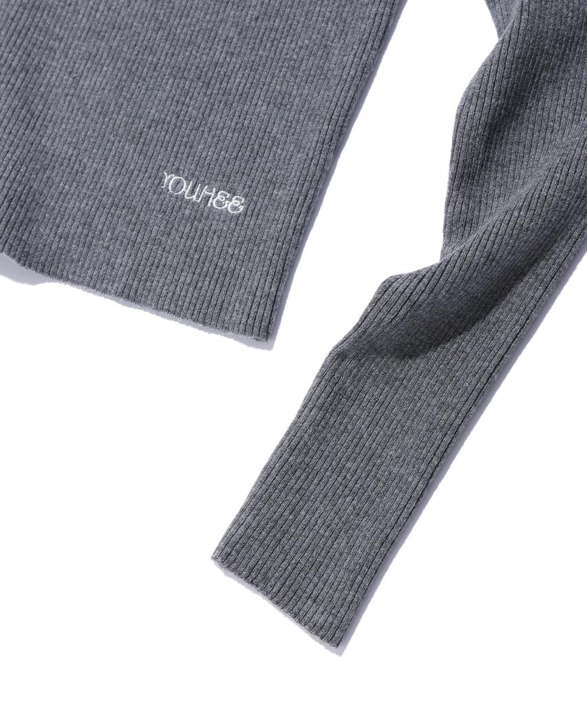 YOUHEE Basic Logo Knit Melange Gray
