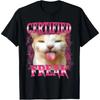 Certified Freak Eat CeUnisext Cursed Cat Funny Cat Meme Cotton Printed Tshirt Women Summer Crew Neck Cotton Tee Unisex TShirt Black