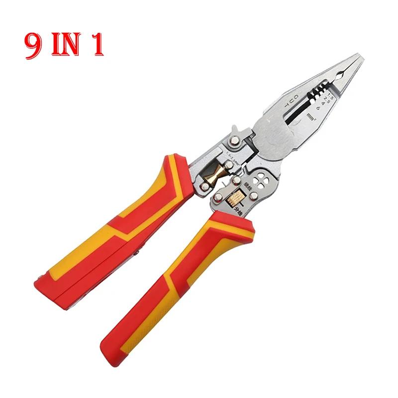 

9 в 1 Электрик Провод Обжимной Инструмент Плоскогубцы Многофункциональный Кабельный Пресс Зачистки Клещи Клещи Обжим Терминалов Грубая Боковая Резка